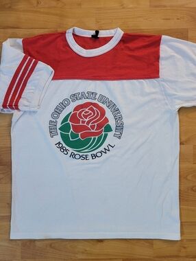 Vintage Ohio State Rose Bowl 85 Half Sleeve Ringer Style Tee MiUSA single Stitch